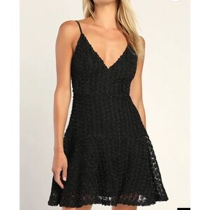 Lulu's Elegant Black Textured Mini Dress